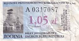 Communication of the city: Bochnia (Polska) - ticket abverse. 