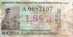 Communication of the city: Bochnia (Polska) - ticket abverse. <IMG SRC=img_upload/_0ekstrymiana2.png>