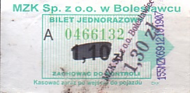 Communication of the city: Bolesławiec (Polska) - ticket abverse. <IMG SRC=img_upload/_przebitka.png alt="przebitka"><IMG SRC=img_upload/_0wymiana2.png>