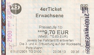 Communication of the city: Bonn (Niemcy) - ticket abverse