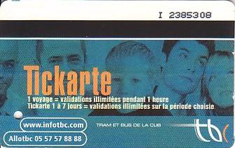 Communication of the city: Bordeaux (Francja) - ticket abverse