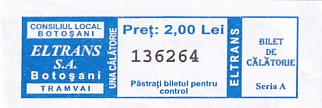 Communication of the city: Botoșani (Rumunia) - ticket abverse