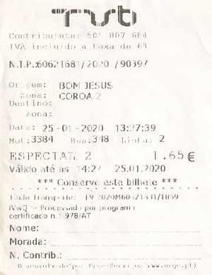 Communication of the city: Braga (Portugalia) - ticket abverse