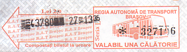 Communication of the city: Brașov (Rumunia) - ticket abverse. 