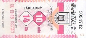 Communication of the city: Bratislava (Słowacja) - ticket abverse. 