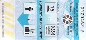 Communication of the city: Bratislava (Słowacja) - ticket abverse