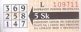 Communication of the city: Bratislava (Słowacja) - ticket abverse. 