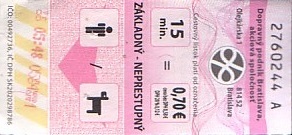 Communication of the city: Bratislava (Słowacja) - ticket abverse. <IMG SRC=img_upload/_0wymiana2.png>