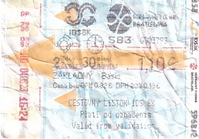Communication of the city: Bratislava (Słowacja) - ticket abverse. 