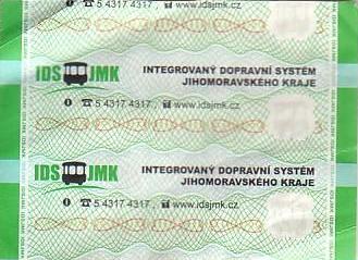 Communication of the city: Tišnov (Czechy) - ticket abverse