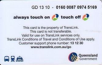 Communication of the city: Brisbane (Australia) - ticket reverse