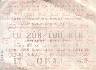 Communication of the city: Břeclav (Czechy) - ticket reverse