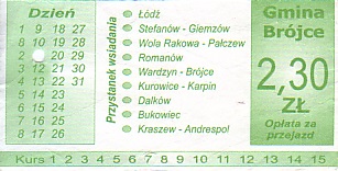 Communication of the city: Brójce (Polska) - ticket abverse