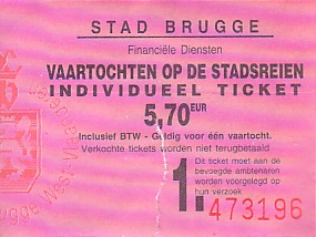 Communication of the city: Brugge (Belgia) - ticket abverse. 