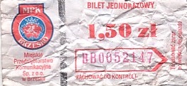 Communication of the city: Brzesko (Polska) - ticket abverse
