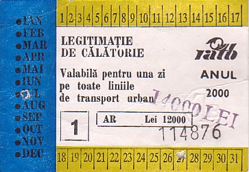 Communication of the city: Bucureşti (Rumunia) - ticket abverse. <IMG SRC=img_upload/_przebitka.png alt="przebitka">