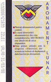 Communication of the city: Bucureşti (Rumunia) - ticket abverse. 