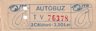 Communication of the city: Bucureşti (Rumunia) - ticket abverse. 