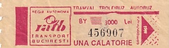 Communication of the city: Bucureşti (Rumunia) - ticket abverse. 