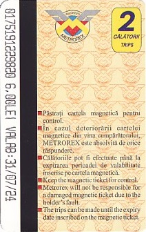 Communication of the city: Bucureşti (Rumunia) - ticket abverse. 