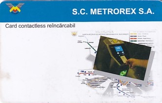 Communication of the city: Bucureşti (Rumunia) - ticket abverse. <IMG SRC=img_upload/_chip.png alt="plastikowa karta elektroniczna, karta miejska">