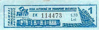 Communication of the city: Bucureşti (Rumunia) - ticket abverse