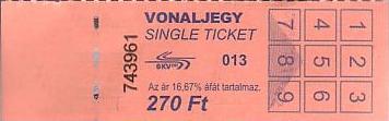 Communication of the city: Budapest (Węgry) - ticket abverse