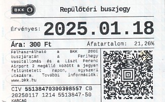 Communication of the city: Budapest (Węgry) - ticket abverse. 