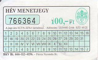 Communication of the city: Budapest (Węgry) - ticket abverse. 