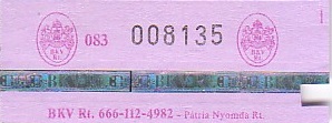 Communication of the city: Budapest (Węgry) - ticket reverse