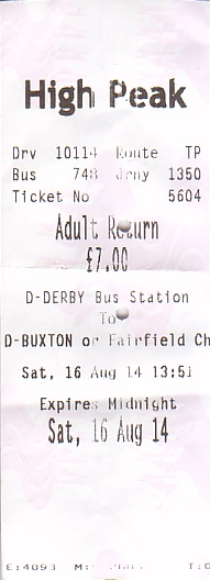 Communication of the city: Buxton (Wielka Brytania) - ticket abverse. W tle paragonu nadrukowano logo przewoźnika.
Ze względu na jego jasnoróżowy kolor
na skanie jest ono niemal niewidoczne.