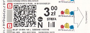 Communication of the city: Bydgoszcz (Polska) - ticket abverse. 