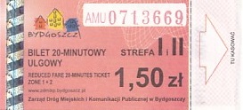 Communication of the city: Bydgoszcz (Polska) - ticket abverse. 