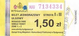 Communication of the city: Bydgoszcz (Polska) - ticket abverse. inny hologram <IMG SRC=img_upload/_0wymiana2.png>