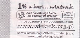 Communication of the city: Bydgoszcz (Polska) - ticket reverse