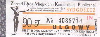 Communication of the city: Bydgoszcz (Polska) - ticket abverse. 