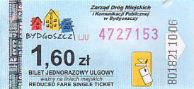 Communication of the city: Bydgoszcz (Polska) - ticket abverse