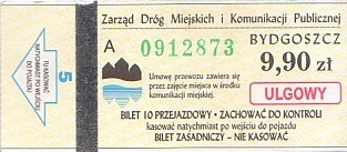 Communication of the city: Bydgoszcz (Polska) - ticket abverse. <IMG SRC=img_upload/_0karnetkk.png alt="kupon kontrolny karnetu">