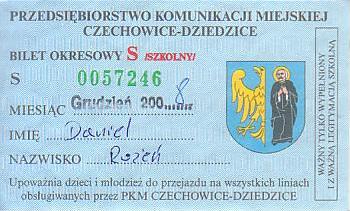 Communication of the city: Czechowice-Dziedzice (Polska) - ticket abverse