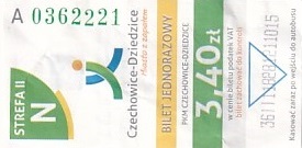 Communication of the city: Czechowice-Dziedzice (Polska) - ticket abverse. 