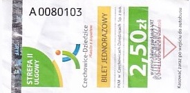 Communication of the city: Czechowice-Dziedzice (Polska) - ticket abverse. 