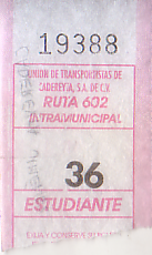 Communication of the city: Cadereyta Jiménez (Meksyk) - ticket abverse. 