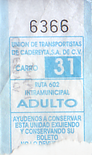 Communication of the city: Cadereyta Jiménez (Meksyk) - ticket abverse. 