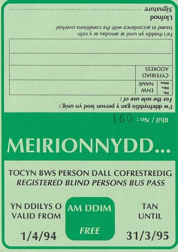 Communication of the city: Caernarfon (Wielka Brytania) - ticket abverse