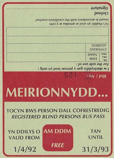 Communication of the city: Caernarfon (Wielka Brytania) - ticket abverse