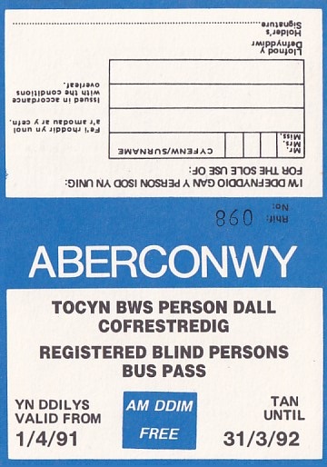 Communication of the city: Caernarfon (Wielka Brytania) - ticket abverse.