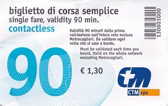Communication of the city: Cagliari (Włochy) - ticket abverse. <IMG SRC=img_upload/_0wymiana2.png>