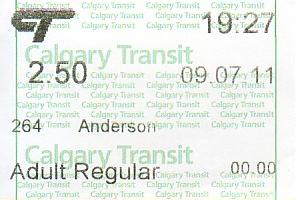 Communication of the city: Calgary (Kanada) - ticket abverse. 