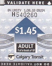 Communication of the city: Calgary (Kanada) - ticket abverse