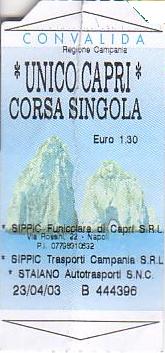 Communication of the city: Capri (Włochy) - ticket abverse. 